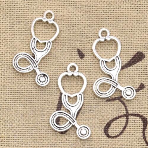 15pcs Charms Doctor Stethoscope 28x14mm Antique Making Pendant fit,Vintage Tibetan Silver color,DIY Handmade Jewelry