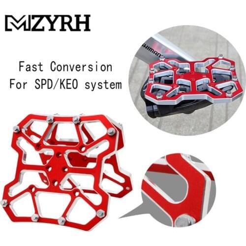 2pcs bike Clipless Pedal Durable Aluminum Alloy Flat Platform Adapter Conversion Compatible MTB Road Pedals Cycling Accessories