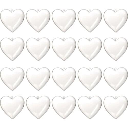 20PCS Heart Shape Balls Plastic Transparent Xmas Decor 2021 DIY Home