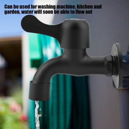 304 Stainless Steel Black Wall Mount Tap Garden Water Faucet for Bathroom(Mop Pool Taps) Washing Machine Faucet Kitchen Tools