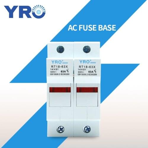 AC 1PC 2P Fuse Base 500V 63A With LED light Matching Fuse 14x51MM R016 only Fuse Base RT18-63X