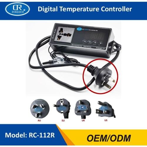 RINGDER RC-112R -40~110C Digital Temperature Thermostat with Plug and Universal Socket ON/OFF Regulator Temperature Controller