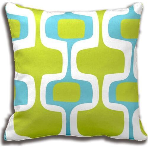 Mid-Century Aqua and Chartreuse Retro Pattern Throw Pillow Decorative Cushion Cover Pillow Case Great Gift By Lvsure