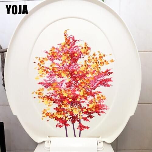 YOJA 17.7X23.1CM Colorful Maple Tree Creative Toilet WC Decor Cartoon Home Room Wall Sticker T1-1318