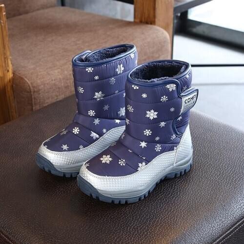 Top Selling Children Boots Shoes 2019 New Winter Plush Warm Girls Shoes Waterproof Fashion Soft Fleece Girls Boots Antiskid