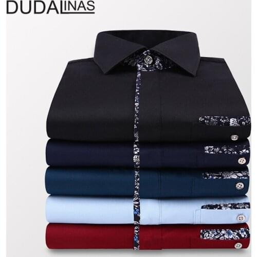 Dudalinas 2020 brand men casual shirts short sleeve cotton slim fit dress shirt plus size clothing for business clothes