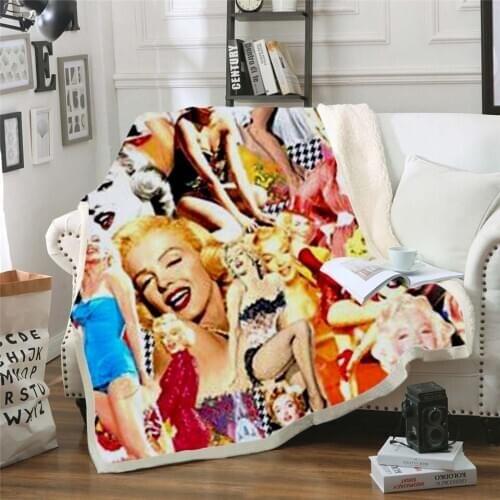 Marilyn Monroe 3d printed fleece blanket for Beds Hiking Picnic Thick Quilt Fashionable Bedspread Sherpa Throw Blanket style-15