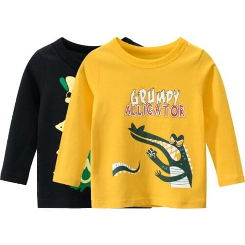 Boys Animal Cartoon T Shirts Summer Children Cotton Tops Long Sleeve O-Neck T-Shirt for Boy Spring Autumn Kids Clothes 2-9 Years