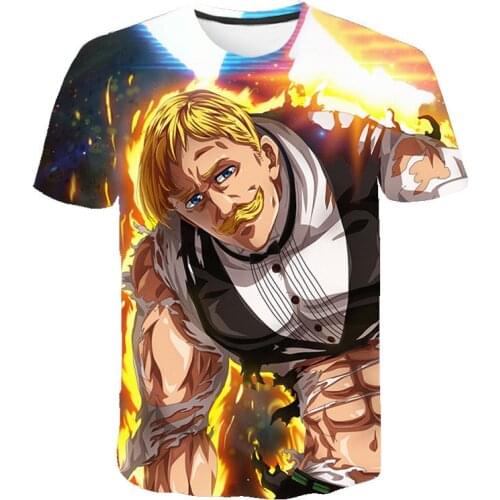 Anime Escanor Lions Sin Of Pride 3D Print T Shirt Unisex Tees Short Sleeve Casual Harajuku Round-neck Top