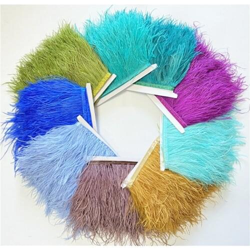 10Meters/Lot Ostrich Feathers Ribbon 8-10CM Tape Handicraft Accessories Costume Black White Ostrich Feather Trim Fringe Plume
