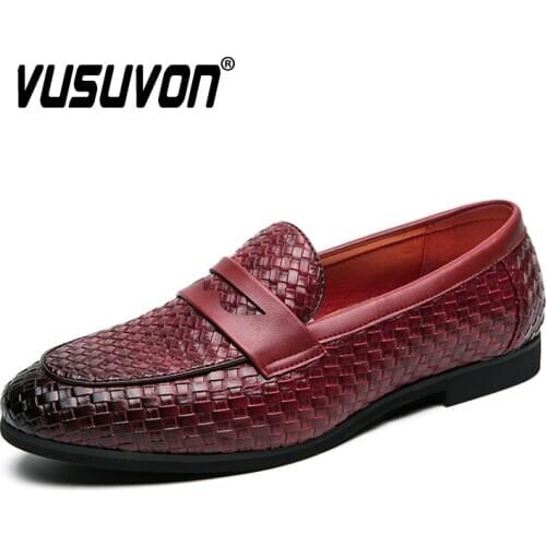 Big Size 38-48 Plaid Men Loafers Comfortable Soft Woven Mens Leather Shoes 2020 Autumn Fashion Casual Sapato Moccasins Homme