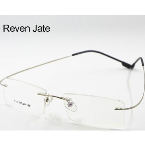 Reven Jate Flexible Titanium Alloy Rimless Eyeglasses Frame for Optical Prescription Glasses Eyewear for Women and Men