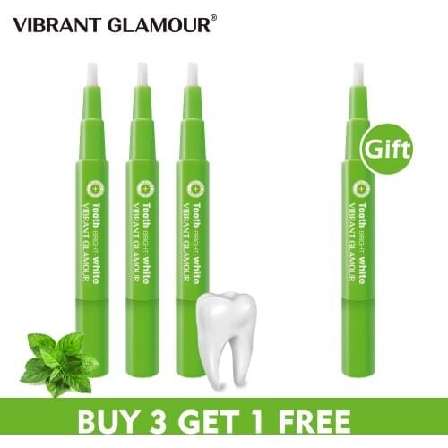VIBRANT GLAMOUR Buy 3 Get 1 Gift Teeth Whitening Pen Cleaning Serum Yellow Smoke Stains Brighten Reduce Tooth Bleeding Repair
