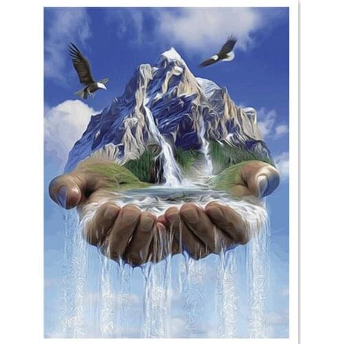 Full Square/Round Drill 5D DIY Diamond Painting waterfall religion Embroidery Cross Stitch 5D Home Decor Gif