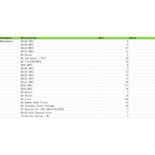 Voron 1.8 3d printer DIY project fasteners screws nuts full kit