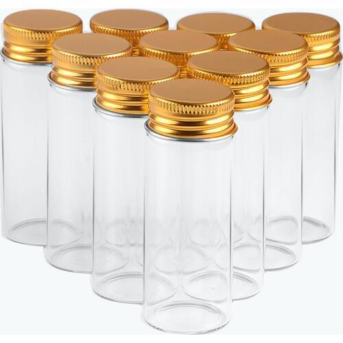 30x80x21mm 40ml Transparent Glass Jars With Aluminium Screw Cap Empty Bottles Golden Lids Glass Bottles Gift Vials Jars 50pcs