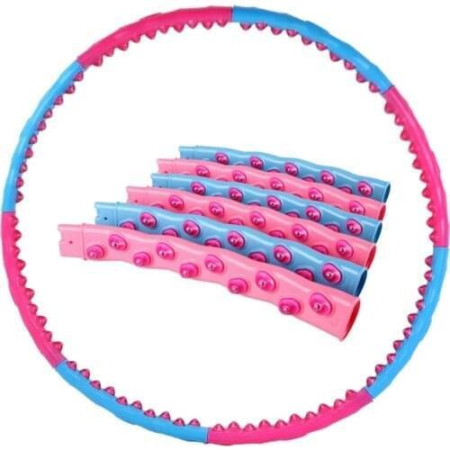 Dropshipping Massage Pink-Blue Hoop Double Row Sport Fitness 8 Sections Magnetic Exercise Hoop FITNESS HOOP Waist Sport Hoops