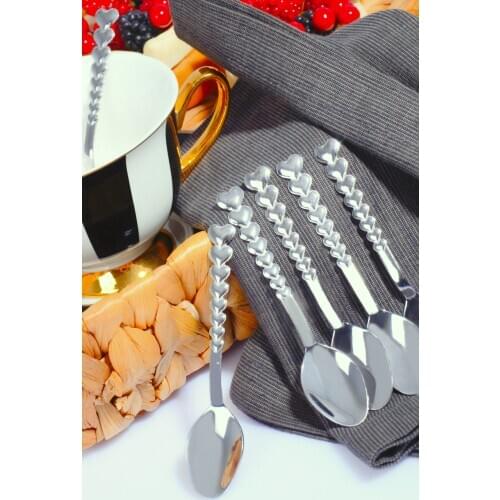 Sampurchase 12 PCs Heart Stainless Steel Tea Spoon Set