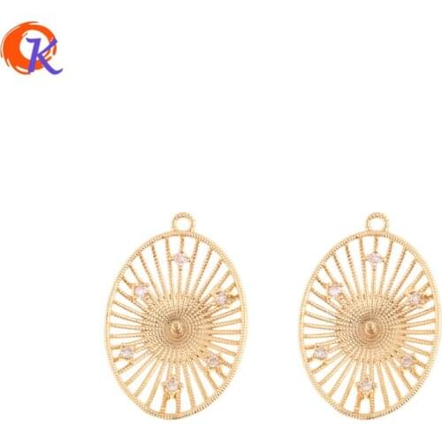 Cordial Design 20Pcs 16*24MM Jewelry Accessories/CZ Charms/Oval Shape/Genuine Gold Plating/Hand Made/DIY Making/Earring Findings