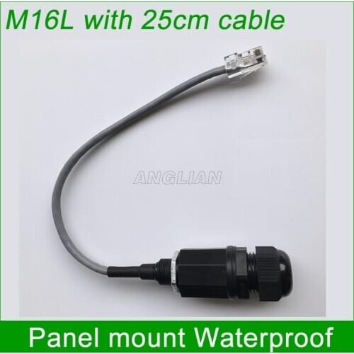 M16 RJ45 Network connector with 25cm cable Panel mount IP67 Protection waterproof Outdoor AP box interface shield 1 unit