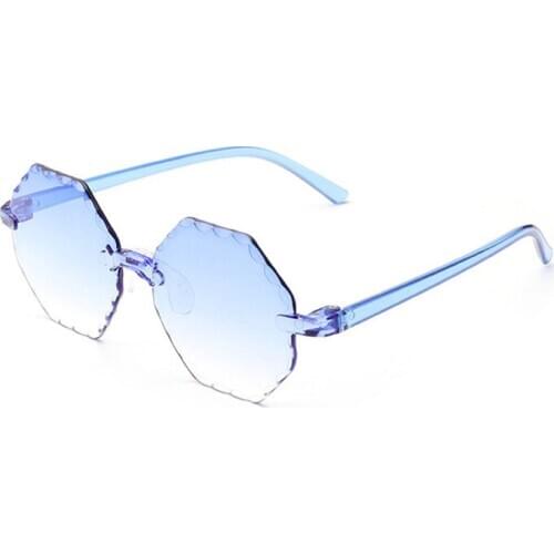 Hexagon Boys Girls Rimless Sunglasses Children Gradient One Piece Gafas Sun Glasses Kids Oculos Child Eyewear