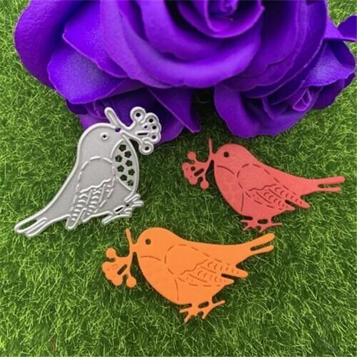 Sparrow bird biting food hand embossed DIY album scrapbook greeting card decoration metal cutting mold