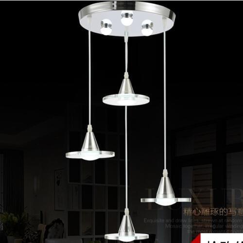 Led restaurant hanging lighting modern minimalist three head four head creative personality dining room lamp Crystal hanging bar
