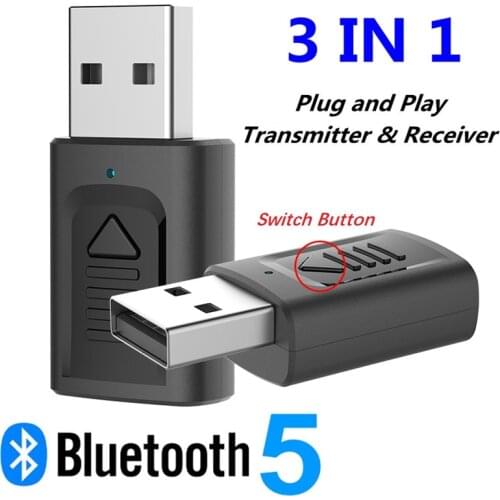 USB Bluetooth 5.0 Audio Receiver Transmitter 3 IN 1 3.5mm 3.5 Jack AUX RCA Stereo Music Wireless Dongle Adapter for PC TV Car