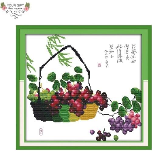 Your Gift Counted and Stamped Grape Needlecraft Needlework Needlepoint Embroidery DIY Cross Stitch kits for Home Decor J191