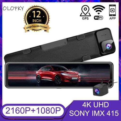 12" Video Recorder Dash Cam 4K Car DVR Sony IMX415 Car Rear View Mirror Camera Registrar GPS WIFI Auto Dashcam 24H Monitoring