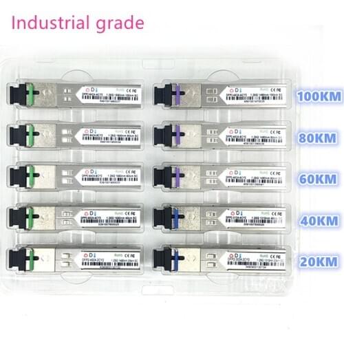 SC SFP Fiber optic module Industrial grade -40~+80 Celsius 1.25G20/40/60/80/100KM 1310/1490/1550nm compatible optical module