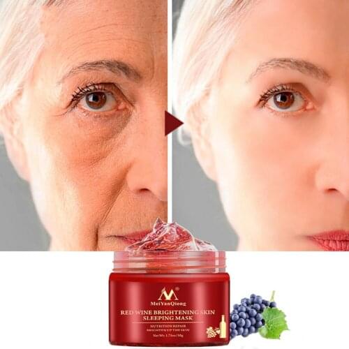 1 Pcs Red Wine Essence Sleeping Facial Mask Nutrition Repair Brighten up the skin Nourishing Brighten Mask Face Beauty