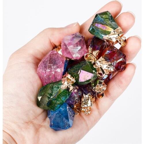 1pcs Natural Crystal Colorful Pendent Quartz Necklace Pendant Cluster Stones Women Jewelry