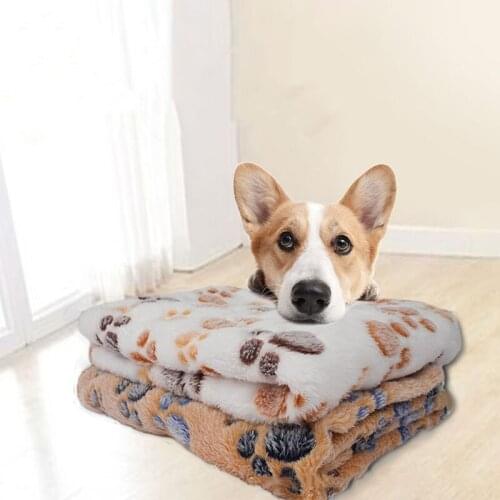 1Pcs Coral Velvet Paw Print Blanket Cat and Dog Mattress Winter Blanket Warm and Soft Mattress Household Pet Supplies