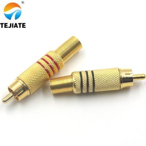 1PCS Lotus Female Plug RCA Lotus Female Socket Welding Type Audio Amplifier Gold Plated Red/Black