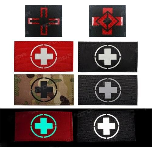 1 Pc Cross Rescue Reflective Badge Swiss Military Combat Night Recognition Chapter Back Outdoor Sports Backpack Hat Patch