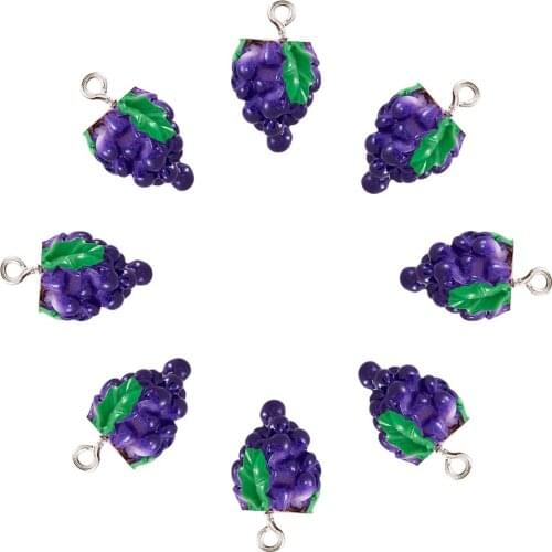 10pcs Mini Fruit Grape Apple Lemon Resin Charms Trendy Cute Key Chains Earrings Pendant Jewelry Accessories Women Girls Gifts