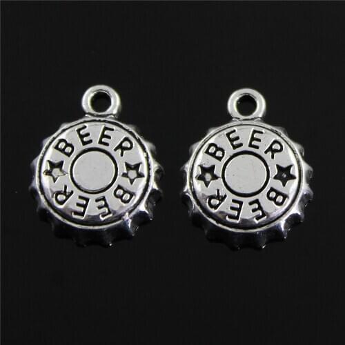 20pcs Charm Beer Bottle Cap Beer Bottle Cap Pendant Charms For Jewelry Making Antique Beer Bottle Cap Charms 14x17mm