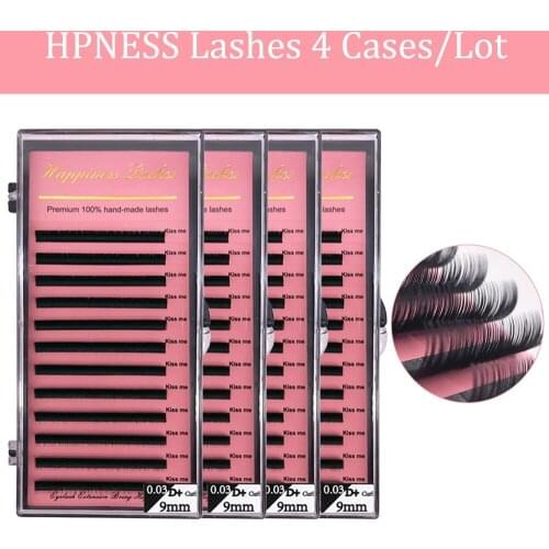 4 Trays/Lot Silk Natural 3D Premium Individual Soft Long Eyelashes Extension Black Matte Lashes Classic Eye Lashes High Quality