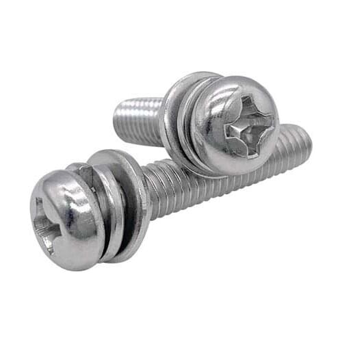 50pcs M1.6 Phillips pan head screws spring pad washer combination screw mechanical bolts steinless steel bolt 4mm-12mm long