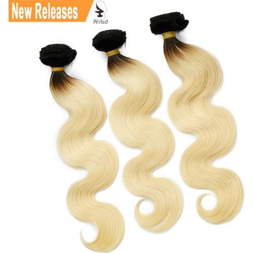 Alibd #1B/613 Body Wave Ombre Human Hair Blonde Color Bundles Indian Virgin Hair 300grams Free Shipping