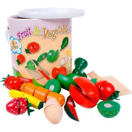 B0102 Hot sale children wooden toy Child fruit kitchen toy play set kindergarten toy in box 1 set