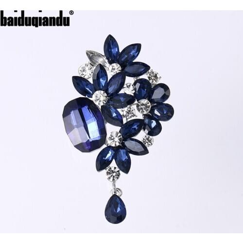 Baiduqiandu New Arrival Purple or Blue Crystal Plant Vintage Brooch Pins Jewelry Accessories