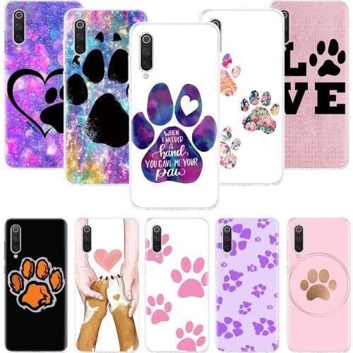 Dog footprint Paw Case for Xiaomi Redmi Note 10 9 9S 8 7 6 8T 8A 7A 6A S2 K30 K20 MI 9 8 CC9 F1 Lite Pro Soft TPU Phone Cover