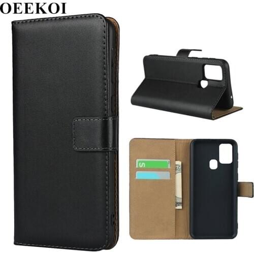 OEEKOI Genuine Leather Wallet Flip Cover Case for Samsung Galaxy M31 with Card Slots Holder