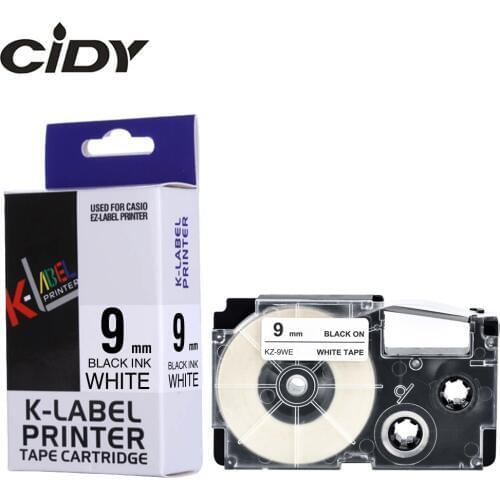 CIDY 1pcs compatible Casio black on white 9mm label tape XR-9WE XR9WE XR 9WE for EZ Printers ribbon cartidge kl-60l kl-120l