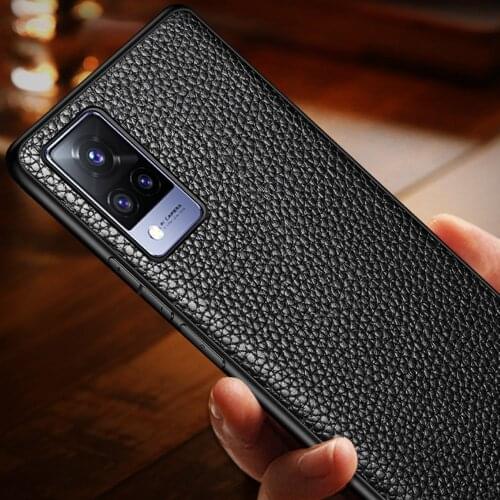 Business Leather Thin Back Case For vivo S9 pebbled pattern Para Cover