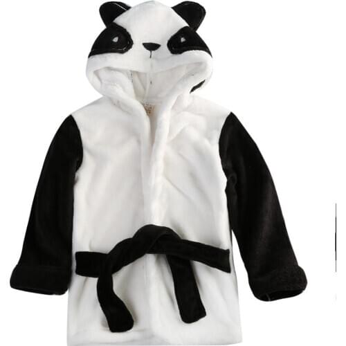 Kid Boy Girl Nightgown Winter Warm Baby Bathrobe Animal Hooded Bath Towel Infant Bathing Honey Baby Three Colors 1-5Years