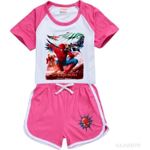 Disney Spiderman Childrens Suit Printed Vest Shorts Suit Cotton Fashion Home Comfortable Unisex Childrens T-shirt