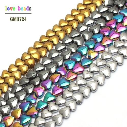 Natural Hematite Stone Beads 6*5mm Heart Loose Spacer Beads For Jewelry Making 78pcs/lot Beads DIY Bracelet Necklace